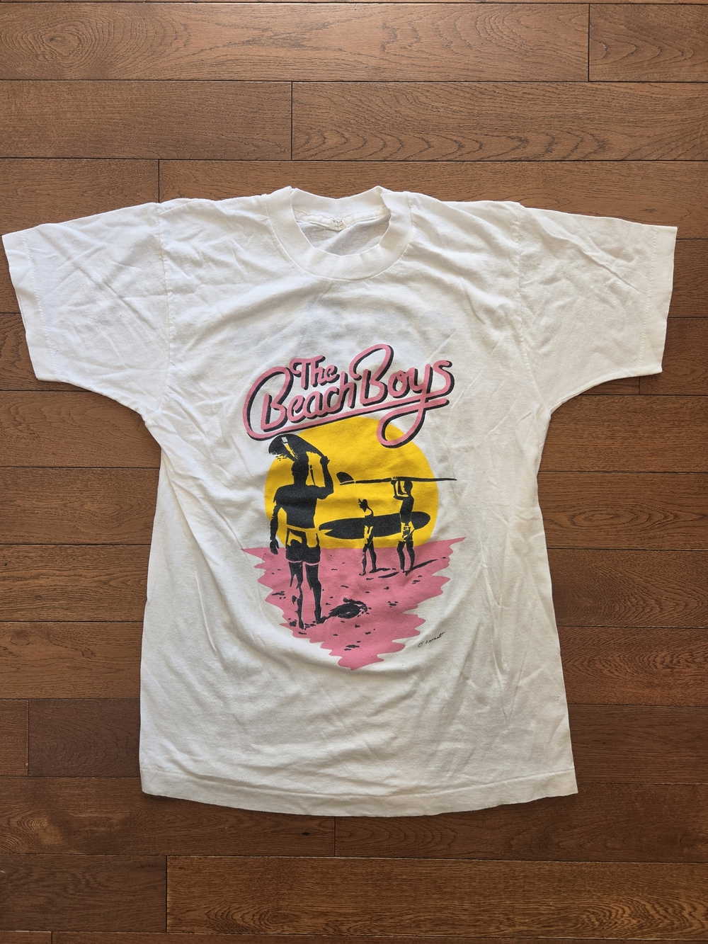 Graphic Tee - White with Pink & Yellow Print